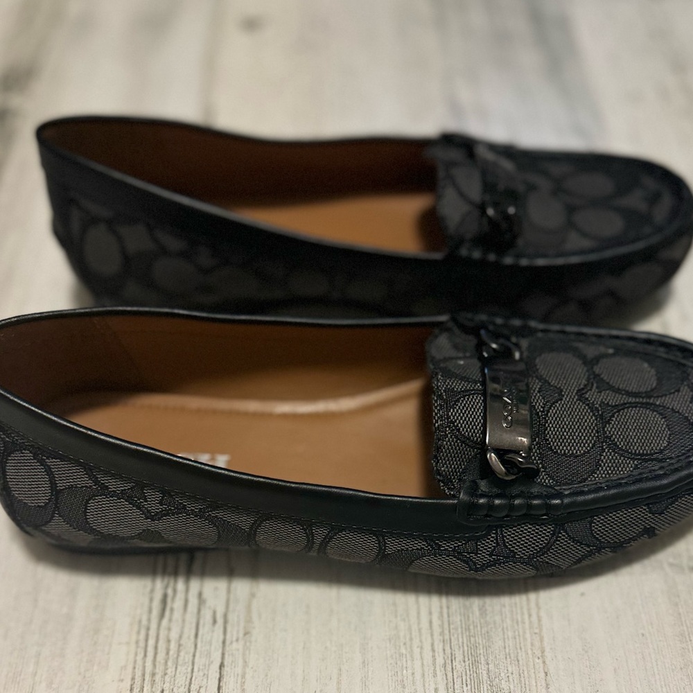 Coach Women's Black Signature Canvas Driving Loafers - Picture 3 of 6